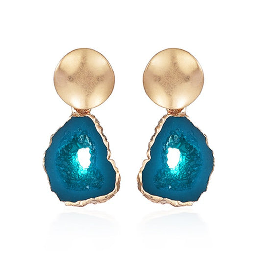 Geometric imitation natural crystal earrings