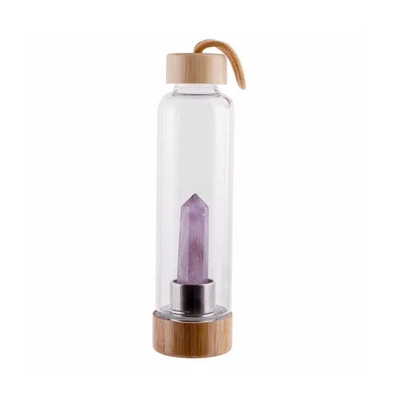 Crystal Infused Elixir Glass & Bamboo Water Bottle