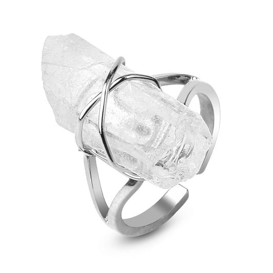 Twisted white crystal ring