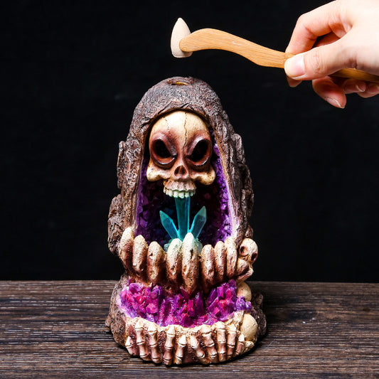 Home Furnishing Crystal Spoof Skull Backward Incense Burner