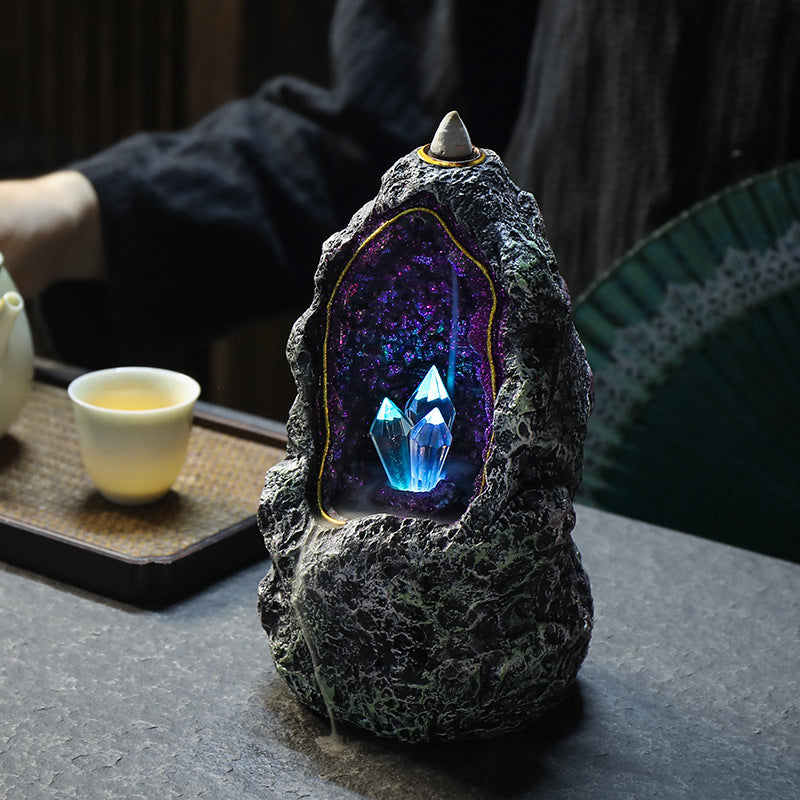 Creative Resin Backflow Incense Burner Crystal Cave