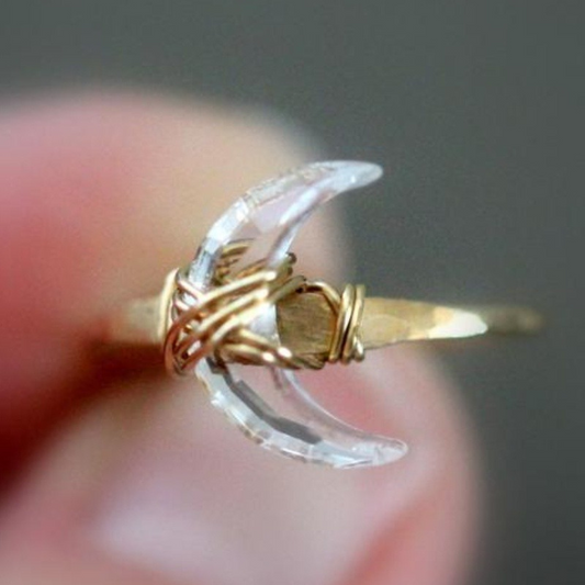 Women's Crystal Moon Ring