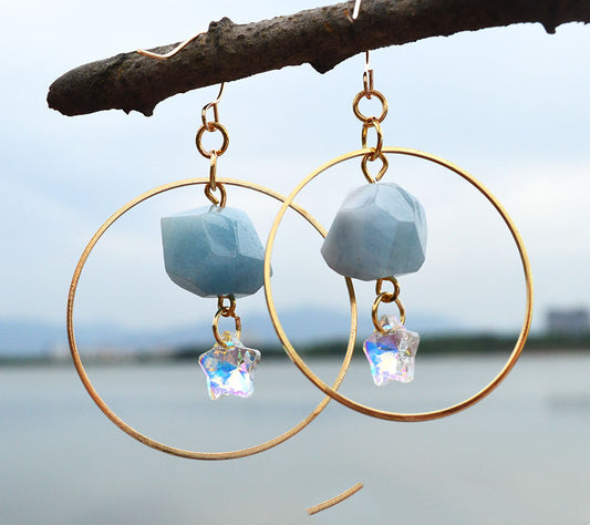Natural Crystal Brazil Irregular Crystal Moon Accessories Handmade Customized Earrings