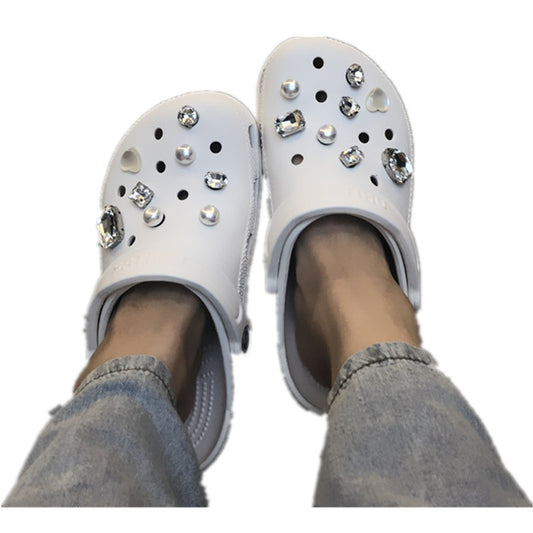 Croc Buckle Shoes Decorated With Crystal Rhinestones