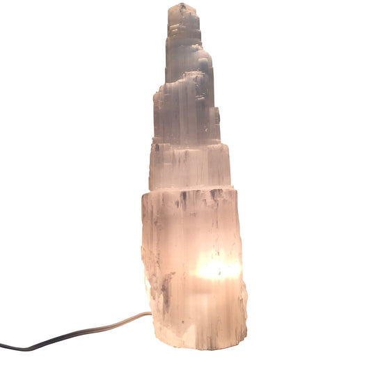 Selenite Crystal Skyscraper Lamp