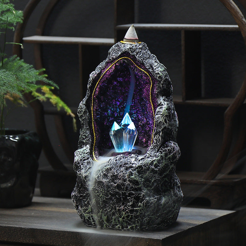 Creative Resin Backflow Incense Burner Crystal Cave